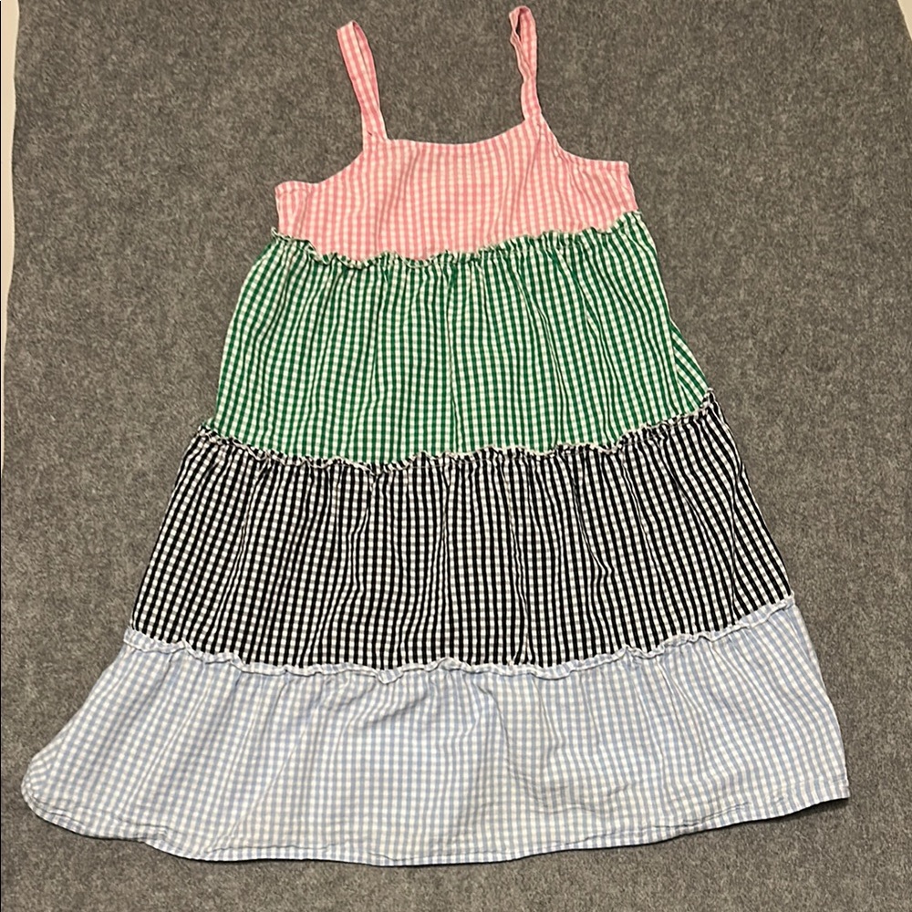 Crown & Ivy Girls Size 16 Pink Green Black Blue Gingham Dress